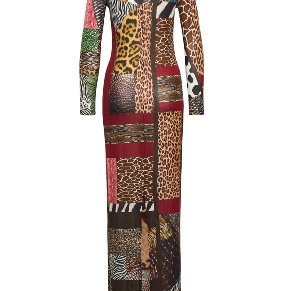 Unbreak. IT Made in Italy Janina Animal Print Maxi Dress Sz X-Large NWT - Picture 3 of 11